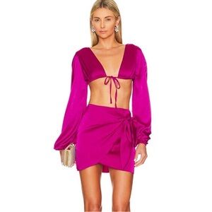 superdown Fuchsia Wrap Mini Skirt